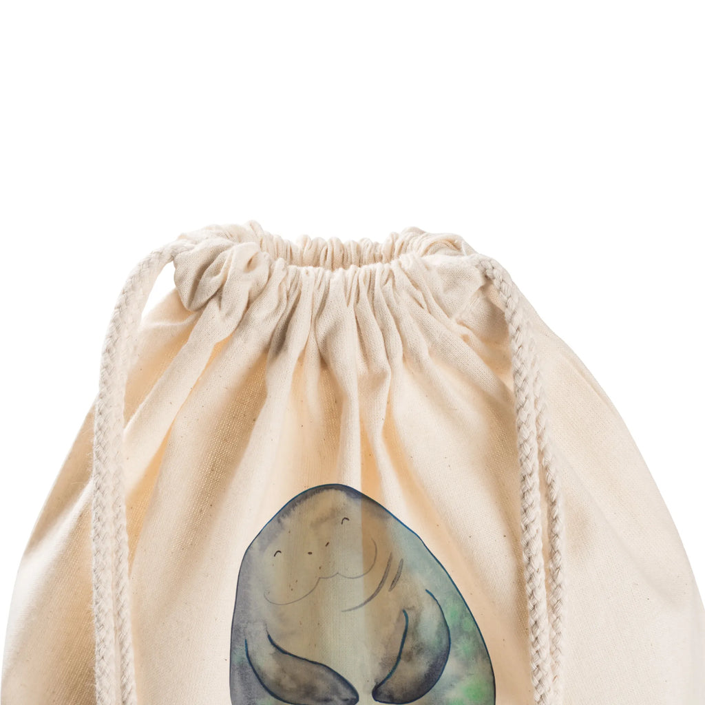 Drawstring bag manatee happy gym bag, jute bag, sports bag, carrier bag, hipster, bag, Seafood, aquatic animals, ocean, sea, fish, shells, corals, reef, whale, narwhal, sea urchin, lobster, platypus, turtle, manatee, crocodile, orca, shrimp, gifts for seafood lovers, water world, underwater animals, underwater world, vacation, deep sea, seafood fans, gift ideas, seafood decoration, seafood posters, Self-love, New beginning, New start, Manatees, Carefulness, Satisfaction, Girlfriend, Respect, Lovesickness, Manatee
