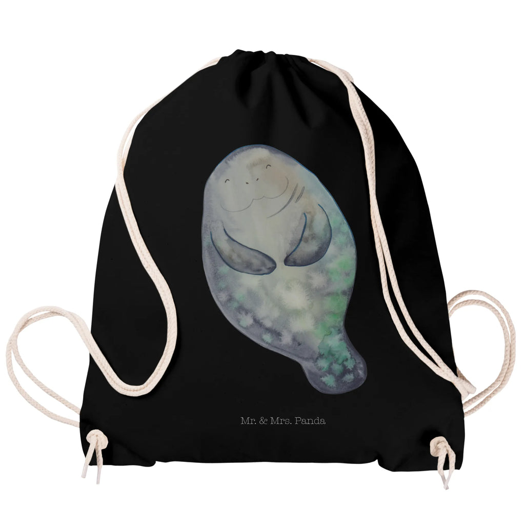 Drawstring bag manatee happy gym bag, jute bag, sports bag, carrier bag, hipster, bag, Seafood, aquatic animals, ocean, sea, fish, shells, corals, reef, whale, narwhal, sea urchin, lobster, platypus, turtle, manatee, crocodile, orca, shrimp, gifts for seafood lovers, water world, underwater animals, underwater world, vacation, deep sea, seafood fans, gift ideas, seafood decoration, seafood posters, Self-love, New beginning, New start, Manatees, Carefulness, Satisfaction, Girlfriend, Respect, Lovesickness, Manatee