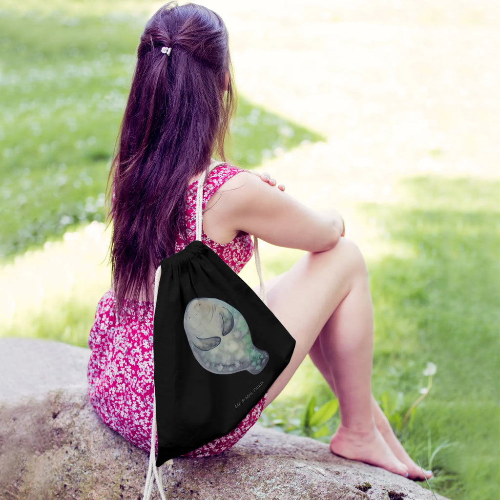 Drawstring bag manatee happy gym bag, jute bag, sports bag, carrier bag, hipster, bag, Seafood, aquatic animals, ocean, sea, fish, shells, corals, reef, whale, narwhal, sea urchin, lobster, platypus, turtle, manatee, crocodile, orca, shrimp, gifts for seafood lovers, water world, underwater animals, underwater world, vacation, deep sea, seafood fans, gift ideas, seafood decoration, seafood posters, Self-love, New beginning, New start, Manatees, Carefulness, Satisfaction, Girlfriend, Respect, Lovesickness, Manatee