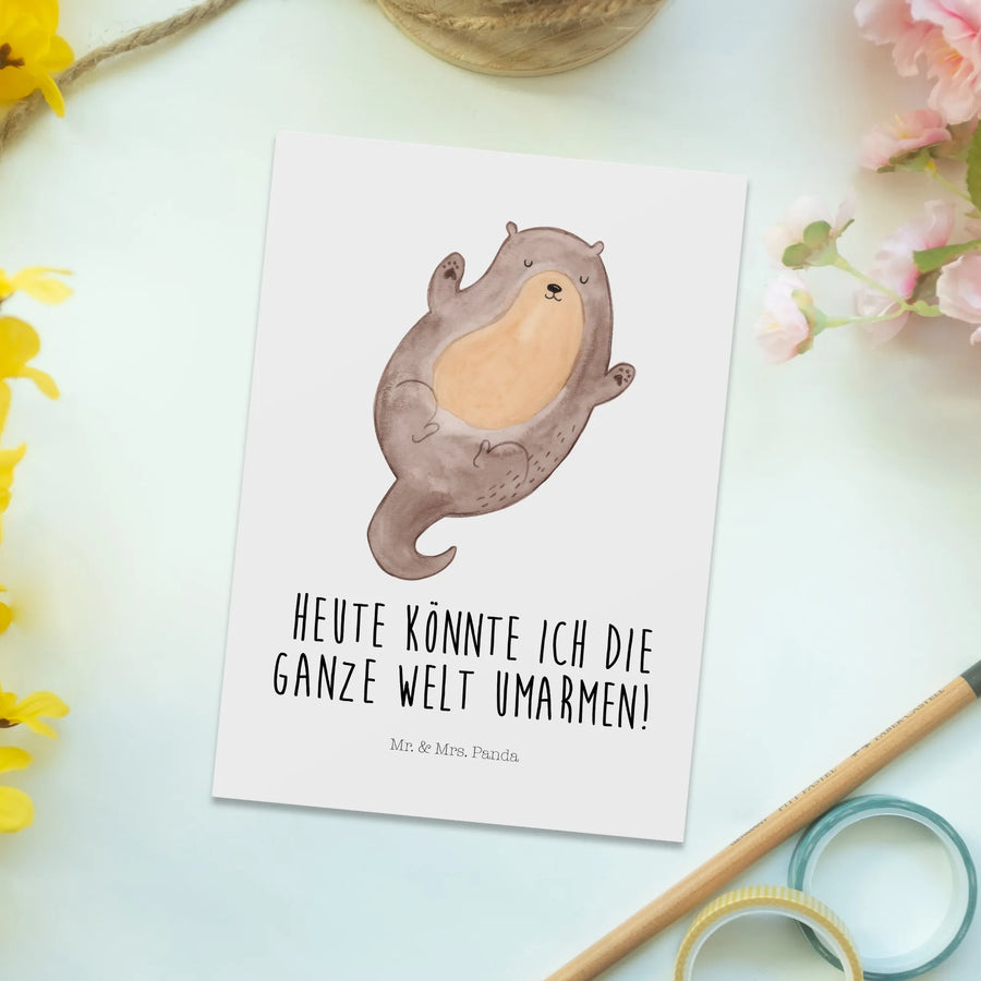 Postkarte Otter Umarmen