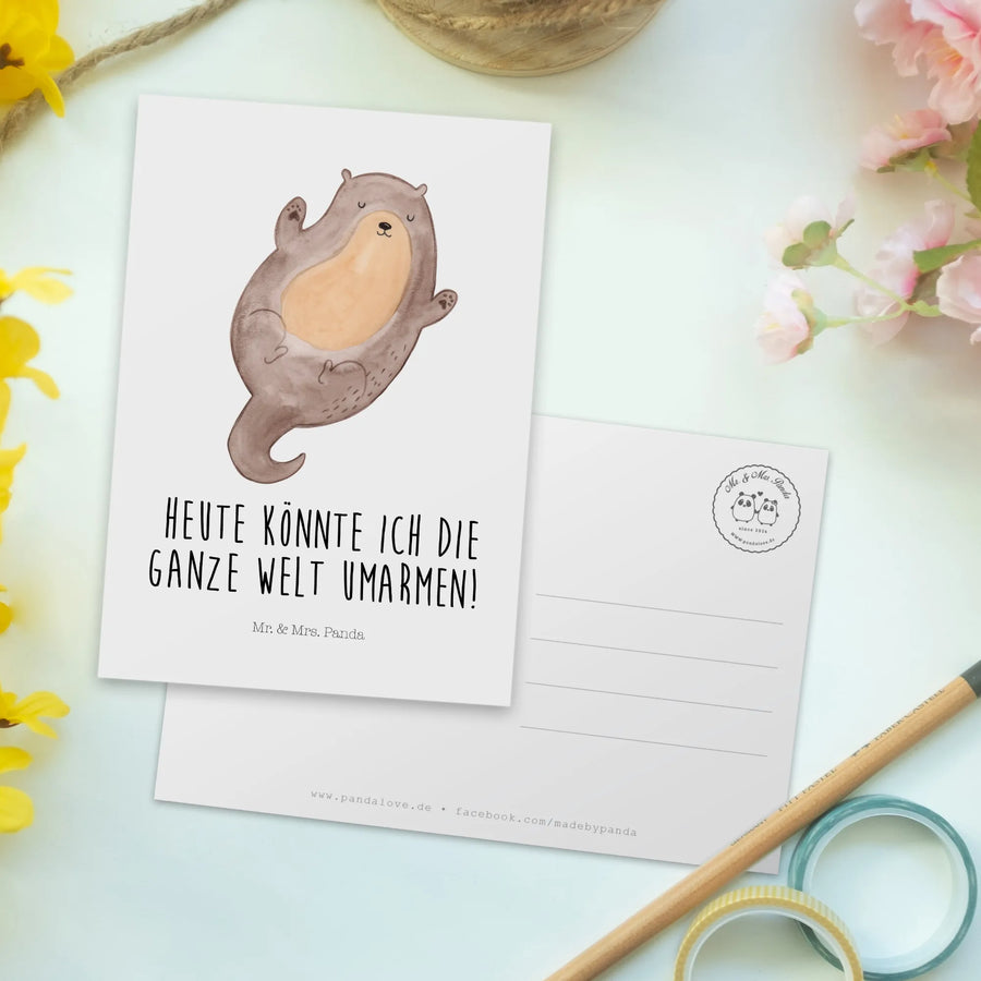 Postkarte Otter Umarmen