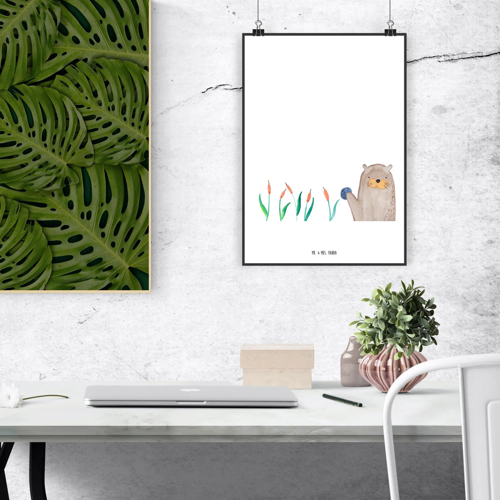 Poster Otter Stein Kinderposter, Wanddeko Bild, Wandposter, Wanddekoration, Küchenposter, Mr. & Mrs. Panda Poster, Posterdruck, Designposter, Wanddeko, Bild, Poster, Handgemaltes Poster, Raumdekoration, Kunstdruck, Otter, Fischotter, Seeotter, Otter Seeotter See Otter