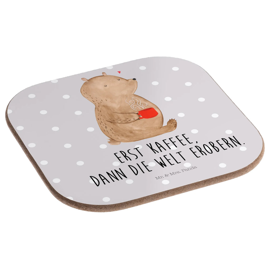 Quadratische Untersetzer Bär Kaffee Holzuntersetzer, Bierdeckel, Untersetzer, Untersetzer Design, Untersetzer Gläser, Untersetzer Holz, Glasuntersetzer, Korkuntersetzer, Tassen Untersetzer, Untersetzer aus Holz, Getränkeuntersetzer, Untersetzer für Gläser, Bär, Teddy, Teddybär, Coffee, Welt erobern, Kaffee, Welt retten, guten Morgen, Motivation, Morgenroutine, Bären