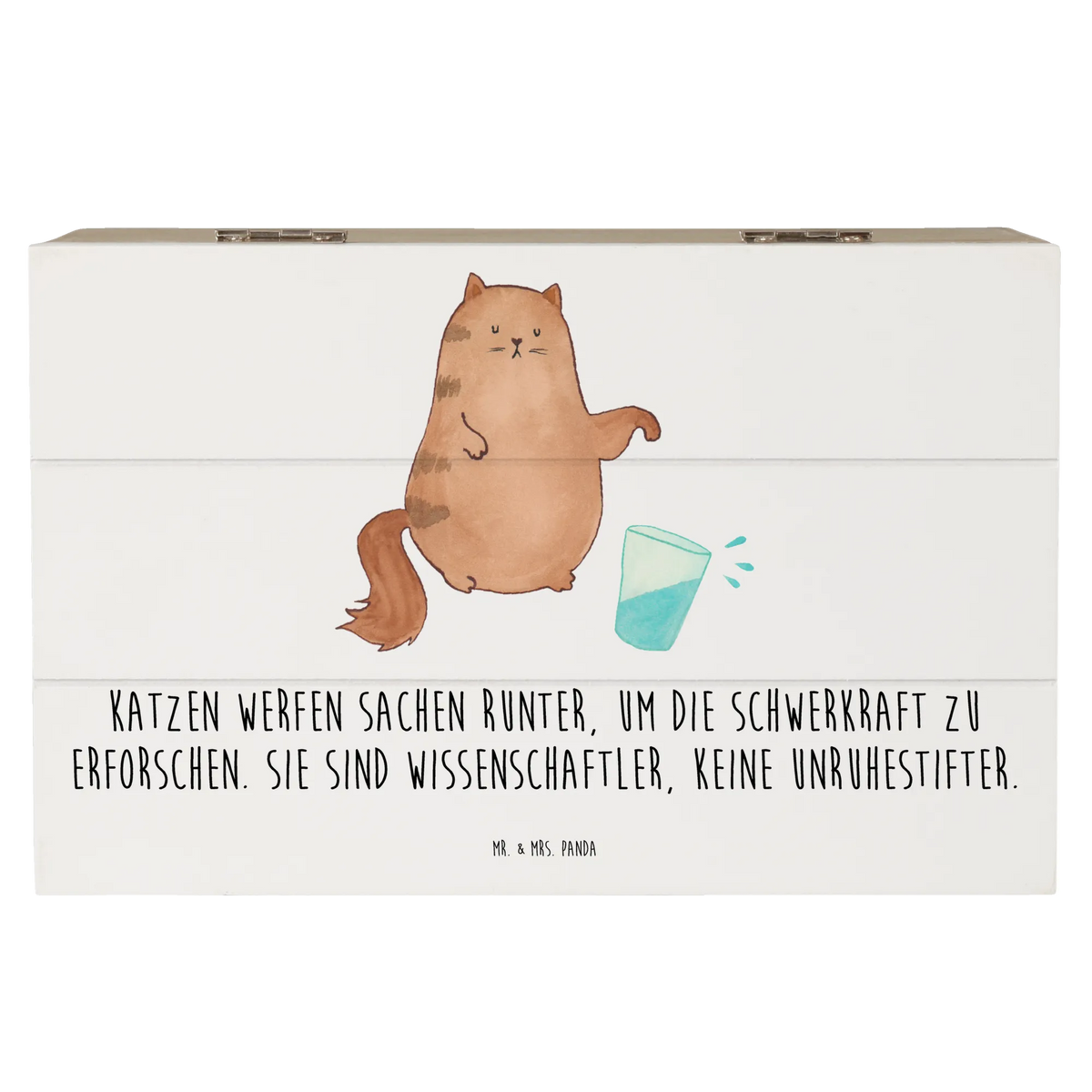 Holzkiste Katze Wasserglas