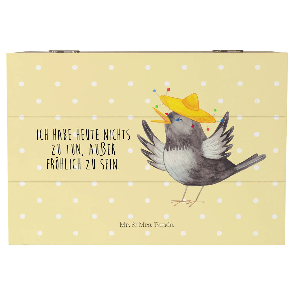 Wooden chest Crow sombrero Truhe, Geschenkdose, Erinnerungsbox, Aufbewahrungsbox, Kiste, Schatzkiste, Holzkiste, XXL, Geschenkbox, Schatulle, Dekokiste, Erinnerungskiste, Tiermotive, Gute Laune, lustige Sprüche, Tiere, froh, Vögel, Motivation, Vogel, Rabe, fröhlich sein, Elster, Spruch positiv, Glück Spruch, glücklich sein