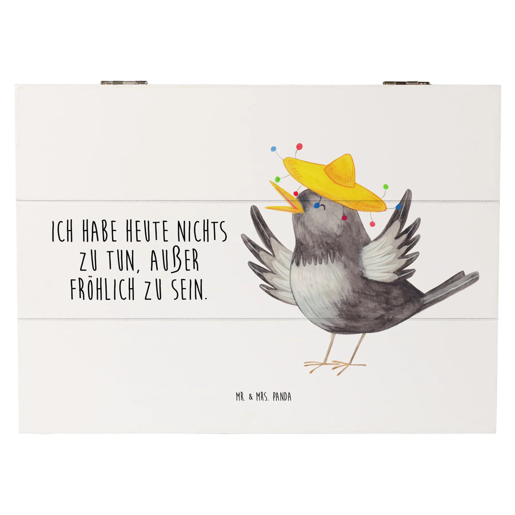 Wooden chest Crow sombrero Truhe, Geschenkdose, Erinnerungsbox, Aufbewahrungsbox, Kiste, Schatzkiste, Holzkiste, XXL, Geschenkbox, Schatulle, Dekokiste, Erinnerungskiste, Tiermotive, Gute Laune, lustige Sprüche, Tiere, froh, Vögel, Motivation, Vogel, Rabe, fröhlich sein, Elster, Spruch positiv, Glück Spruch, glücklich sein