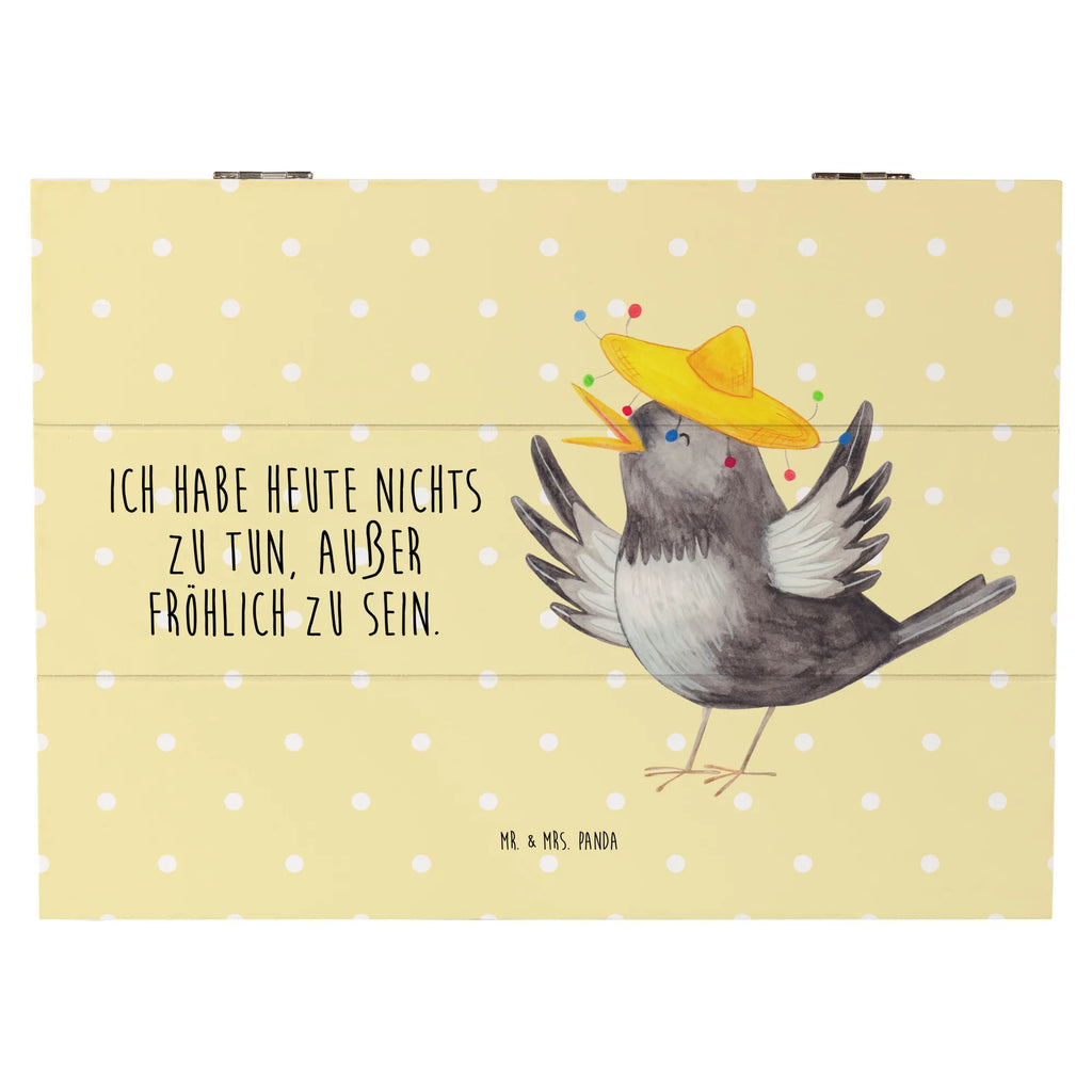 Wooden chest Crow sombrero Truhe, Geschenkdose, Erinnerungsbox, Aufbewahrungsbox, Kiste, Schatzkiste, Holzkiste, XXL, Geschenkbox, Schatulle, Dekokiste, Erinnerungskiste, Tiermotive, Gute Laune, lustige Sprüche, Tiere, froh, Vögel, Motivation, Vogel, Rabe, fröhlich sein, Elster, Spruch positiv, Glück Spruch, glücklich sein