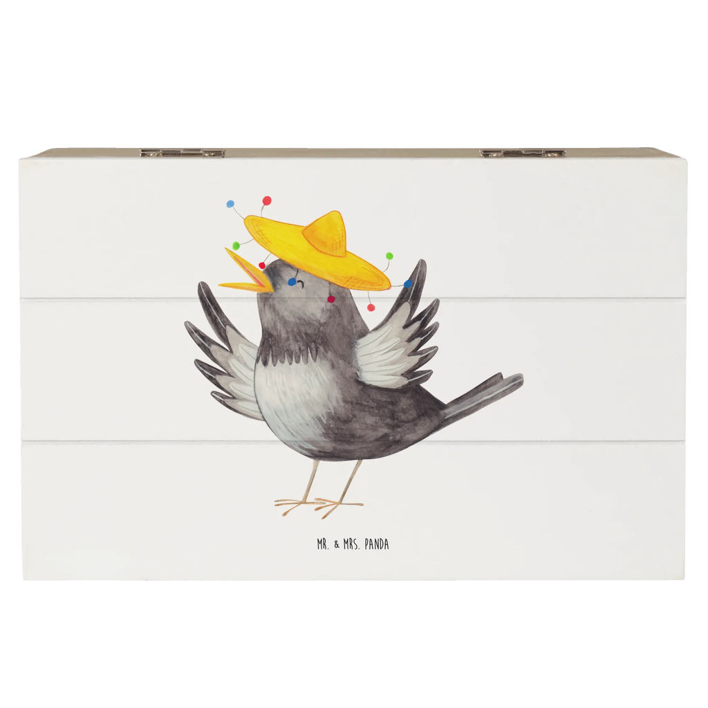 Wooden chest Crow sombrero Truhe, Geschenkdose, Erinnerungsbox, Aufbewahrungsbox, Kiste, Schatzkiste, Holzkiste, XXL, Geschenkbox, Schatulle, Dekokiste, Erinnerungskiste, Tiermotive, Gute Laune, lustige Sprüche, Tiere, froh, Vögel, Motivation, Vogel, Rabe, fröhlich sein, Elster, Spruch positiv, Glück Spruch, glücklich sein