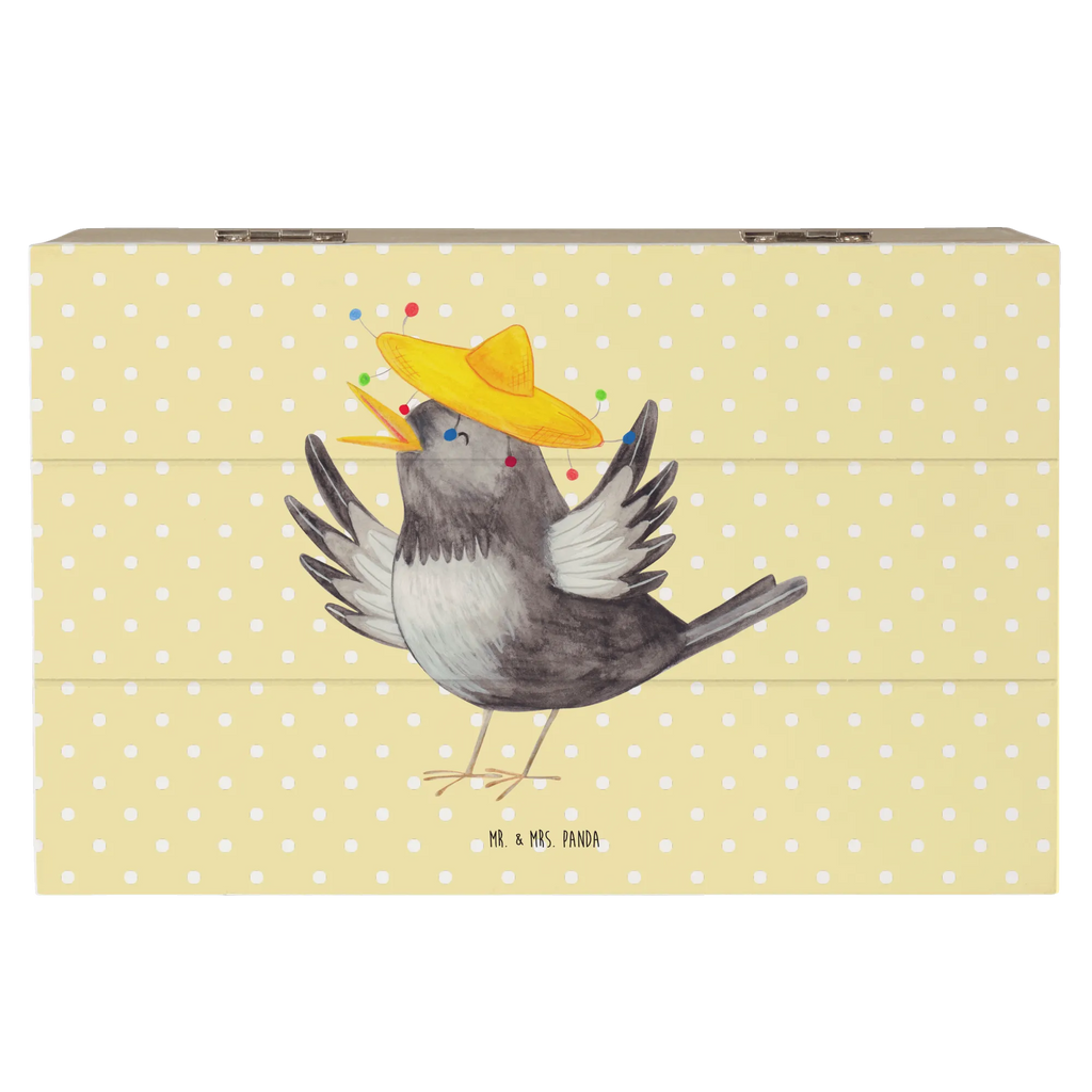 Wooden chest Crow sombrero Truhe, Geschenkdose, Erinnerungsbox, Aufbewahrungsbox, Kiste, Schatzkiste, Holzkiste, XXL, Geschenkbox, Schatulle, Dekokiste, Erinnerungskiste, Tiermotive, Gute Laune, lustige Sprüche, Tiere, froh, Vögel, Motivation, Vogel, Rabe, fröhlich sein, Elster, Spruch positiv, Glück Spruch, glücklich sein