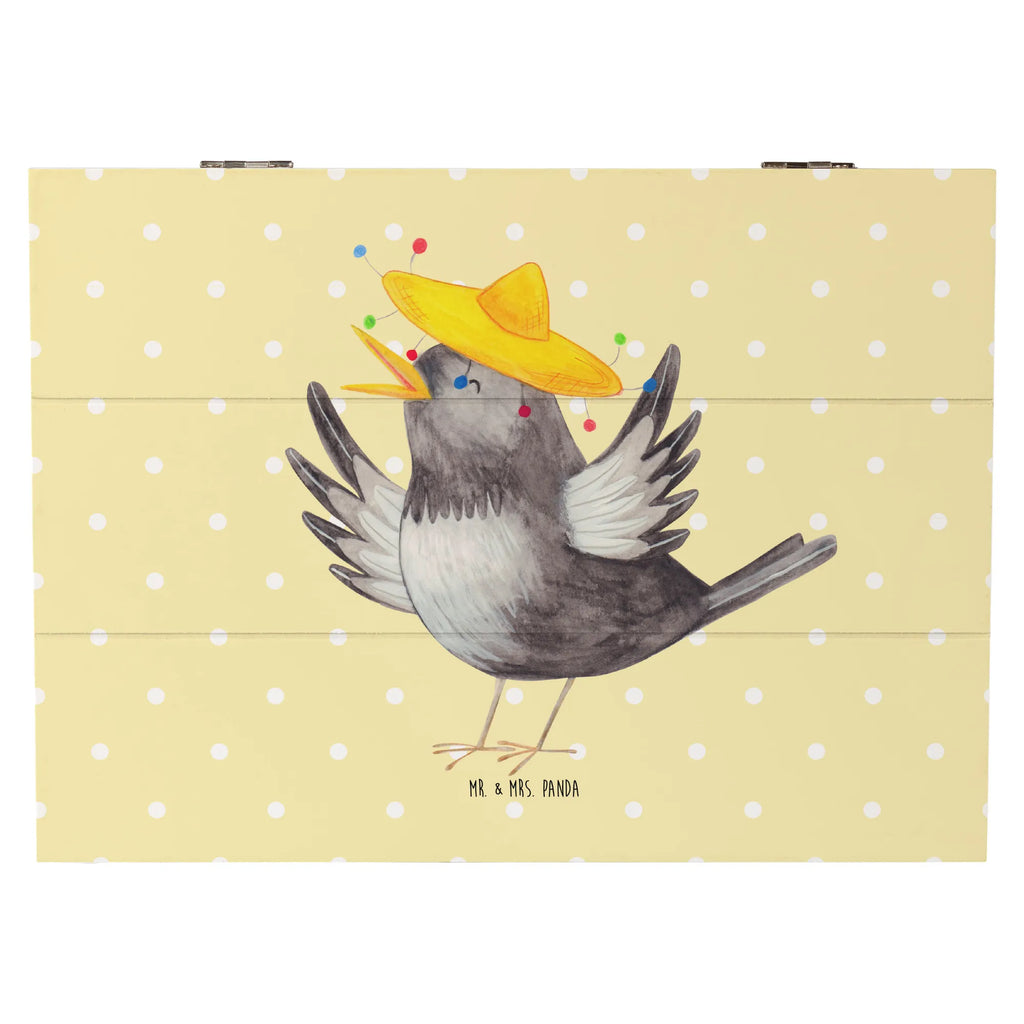 Wooden chest Crow sombrero Truhe, Geschenkdose, Erinnerungsbox, Aufbewahrungsbox, Kiste, Schatzkiste, Holzkiste, XXL, Geschenkbox, Schatulle, Dekokiste, Erinnerungskiste, Tiermotive, Gute Laune, lustige Sprüche, Tiere, froh, Vögel, Motivation, Vogel, Rabe, fröhlich sein, Elster, Spruch positiv, Glück Spruch, glücklich sein
