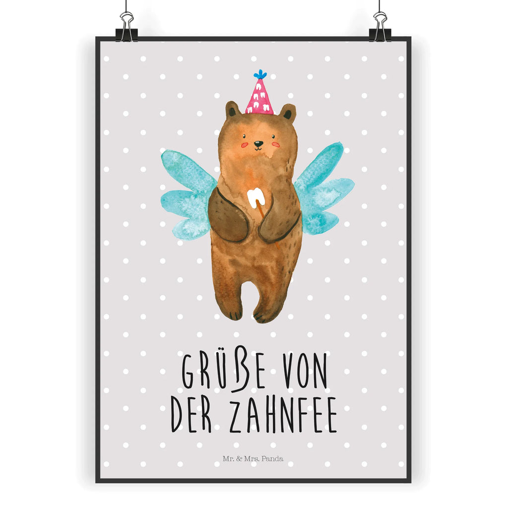Plakat niedźwiedź Wróżka zębów Mr. & Mrs. Panda Poster, Bild, Wandposter, Wanddeko, Wanddekoration, Küchenposter, Handgemaltes Poster, Kinderposter, Raumdekoration, Designposter, Kunstdruck, Wanddeko Bild, Poster, Posterdruck, Bär, Teddy, Teddybär, Milchzahn, Fee, Zahnfee, Erster Zahn