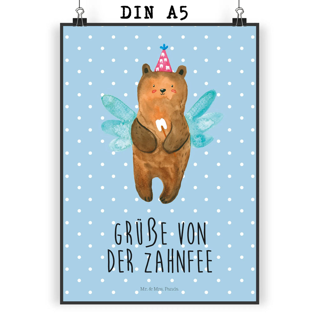 Plakat niedźwiedź Wróżka zębów Mr. & Mrs. Panda Poster, Bild, Wandposter, Wanddeko, Wanddekoration, Küchenposter, Handgemaltes Poster, Kinderposter, Raumdekoration, Designposter, Kunstdruck, Wanddeko Bild, Poster, Posterdruck, Bär, Teddy, Teddybär, Milchzahn, Fee, Zahnfee, Erster Zahn