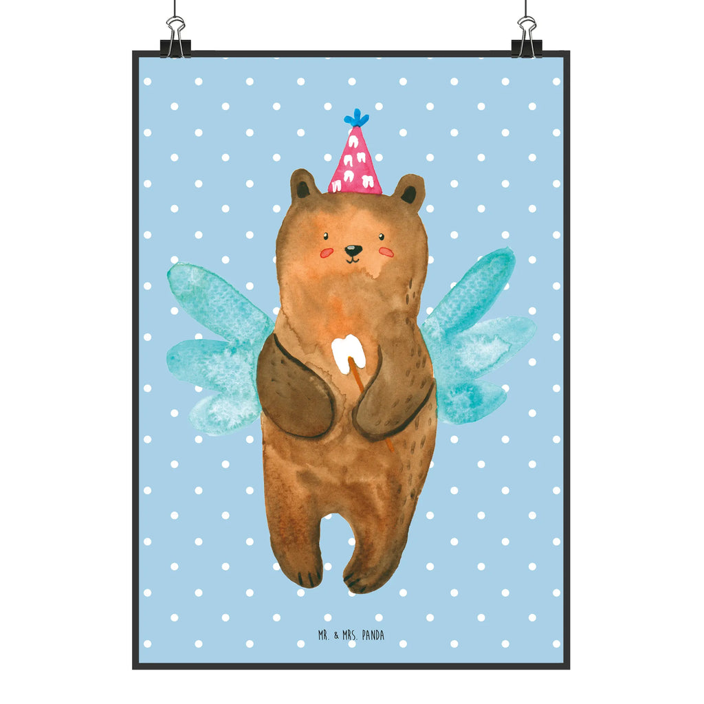 Plakat niedźwiedź Wróżka zębów Mr. & Mrs. Panda Poster, Bild, Wandposter, Wanddeko, Wanddekoration, Küchenposter, Handgemaltes Poster, Kinderposter, Raumdekoration, Designposter, Kunstdruck, Wanddeko Bild, Poster, Posterdruck, Bär, Teddy, Teddybär, Milchzahn, Fee, Zahnfee, Erster Zahn