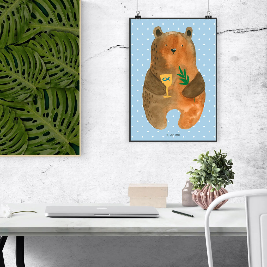 Plakat niedźwiedź Bierzmowanie Plakat, Bild für Wand, wanddeko, Wanddeko Bild, kunstdruck poster, Wandbild, Poster, Wandschmuck, Mr. & Mrs. Panda Poster, drucke, Posterdruck, Wandposter, wanddruck, kunst für die wand, Bild, grafikposter, kunstposter, Deko Bild, Wanddekoration, wandkunst, Kunstdruck, Designposter, Teddybär, Bär, Teddy, Gottesdienst, Konfirmation, Kirche, Evangelisch