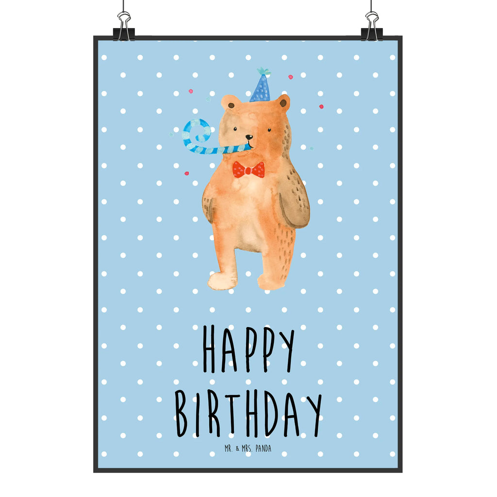 Plakat Niedźwiedź urodziny Posterdruck, Mr. & Mrs. Panda Poster, Designposter, Bild, grafikposter, Plakat, drucke, Wanddeko Bild, Poster, kunstdruck poster, Wandposter, Deko Bild, Kunstdruck, Wandschmuck, kunst für die wand, Wandbild, wandkunst, kunstposter, wanddruck, Bild für Wand, wanddeko, Wanddekoration, Teddybär, Bär, Teddy, Glückwunsch, Happy Birthday, Alles Gute, Geburtstag