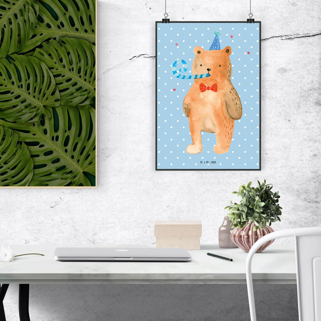 Plakat Niedźwiedź urodziny Posterdruck, Mr. & Mrs. Panda Poster, Designposter, Bild, grafikposter, Plakat, drucke, Wanddeko Bild, Poster, kunstdruck poster, Wandposter, Deko Bild, Kunstdruck, Wandschmuck, kunst für die wand, Wandbild, wandkunst, kunstposter, wanddruck, Bild für Wand, wanddeko, Wanddekoration, Teddybär, Bär, Teddy, Glückwunsch, Happy Birthday, Alles Gute, Geburtstag