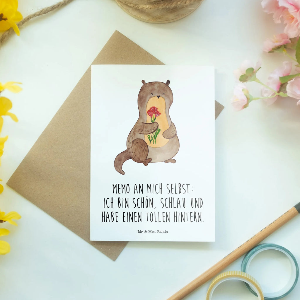 Kartka okolicznościowa wydra bukiet kwiatów abiturkarte, weihnachtskarten, Grußkarte, firmungskarte, valentinstagskarte, einladungskarten, kommunionskarte, Klappkarte, hochzeitskarten, vatertagskarte, Grußkarten, glückwunschkarten, jubiläumskarte, genesungskarte, osterkarte, spruchkarte, osterkarten, neujahrskarte, Glückwunschkarte, babykarte, dankeskarten, Motivkarte, Beileidskarte, Otter, Fischotter, Seeotter, Otter Seeotter See Otter