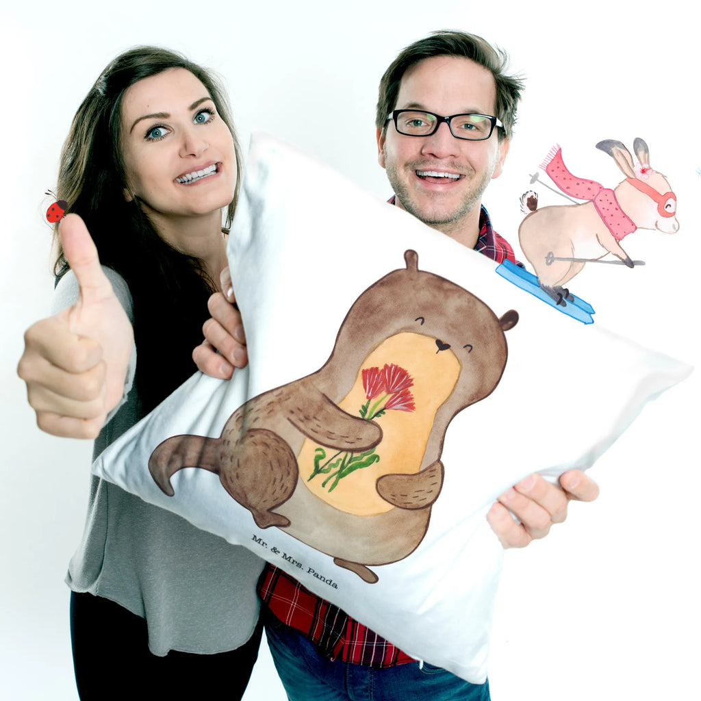 40x40 poduszka wydra bukiet kwiatów Kuna, wydra, morska wydra