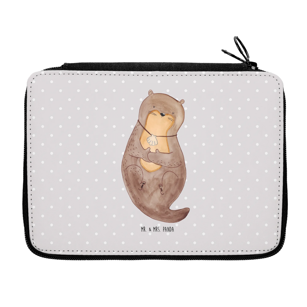 Leather folder otter shell pencil case, pen roll, pupil, motif, gift, school, pencil bag, primary school, child, enrolment, otter, marten, sea otter, European otter, water mammal, aquatic animal, baby otter, predator, water, otter gifts, animal lover, gift ideas for animal lovers, animal, mammal, water animal, gifts for people in love, otter love, motivation, office, dreaming, brooding, daydreaming