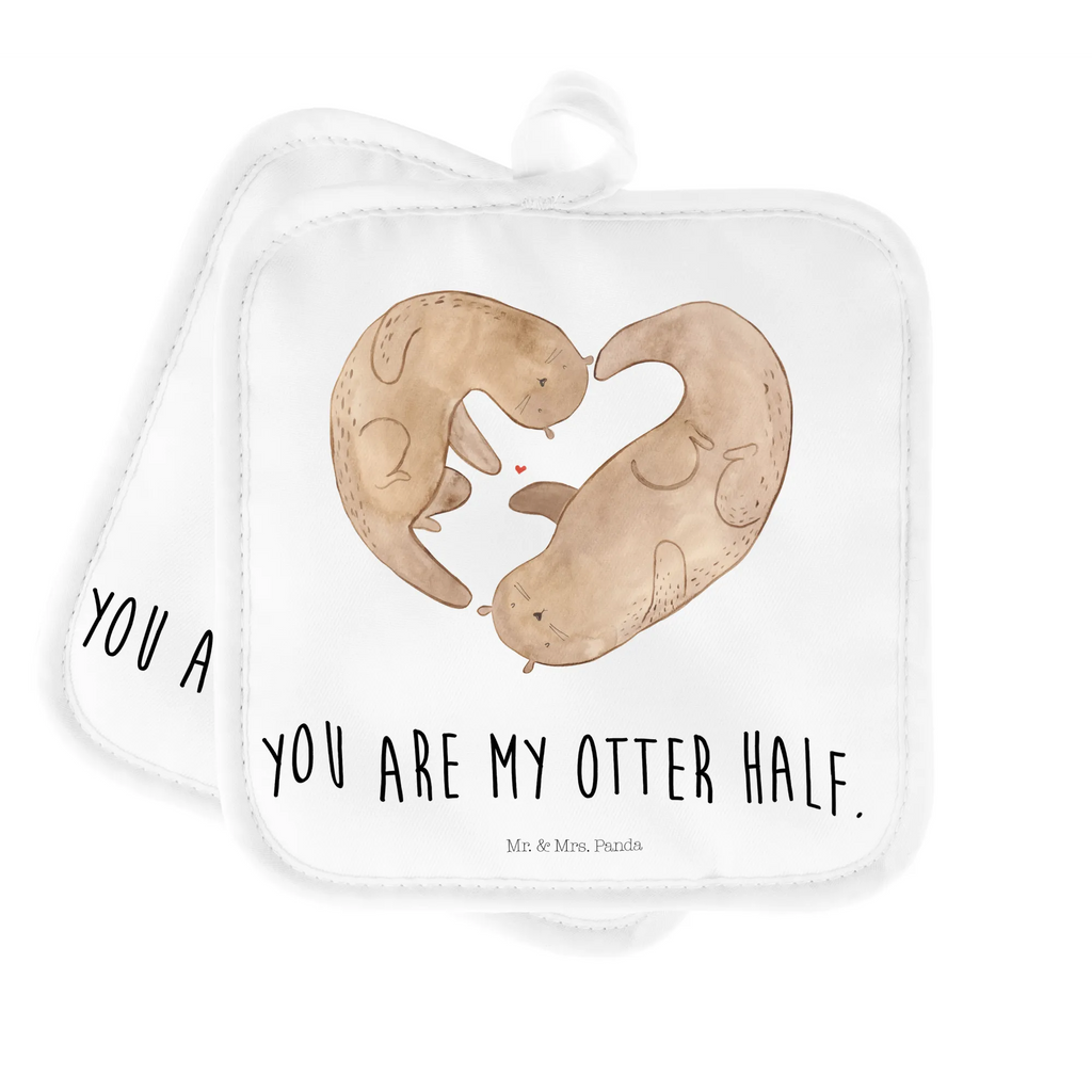 2-elementowy zestaw podkładek pod garnki wydra serce Topflappen Set, Schöne Topflappen, Ofenhandschuh, Ofenhandschuhe, Topflappenset, Topflappen, Topfuntersetzer, Topflappen lustig, Topfhandschuhe, Topflappen 2er Set, Topfhandschuh, Topflappen mit Spruch, Otter, Fischotter, Seeotter, Liebe, Love you, Liebesbeweis, gemeinsames Leben, Hochzeitstag, Herz, Bessere Hälfte, Verlobung, Jahrestag, Liebesgeschenk