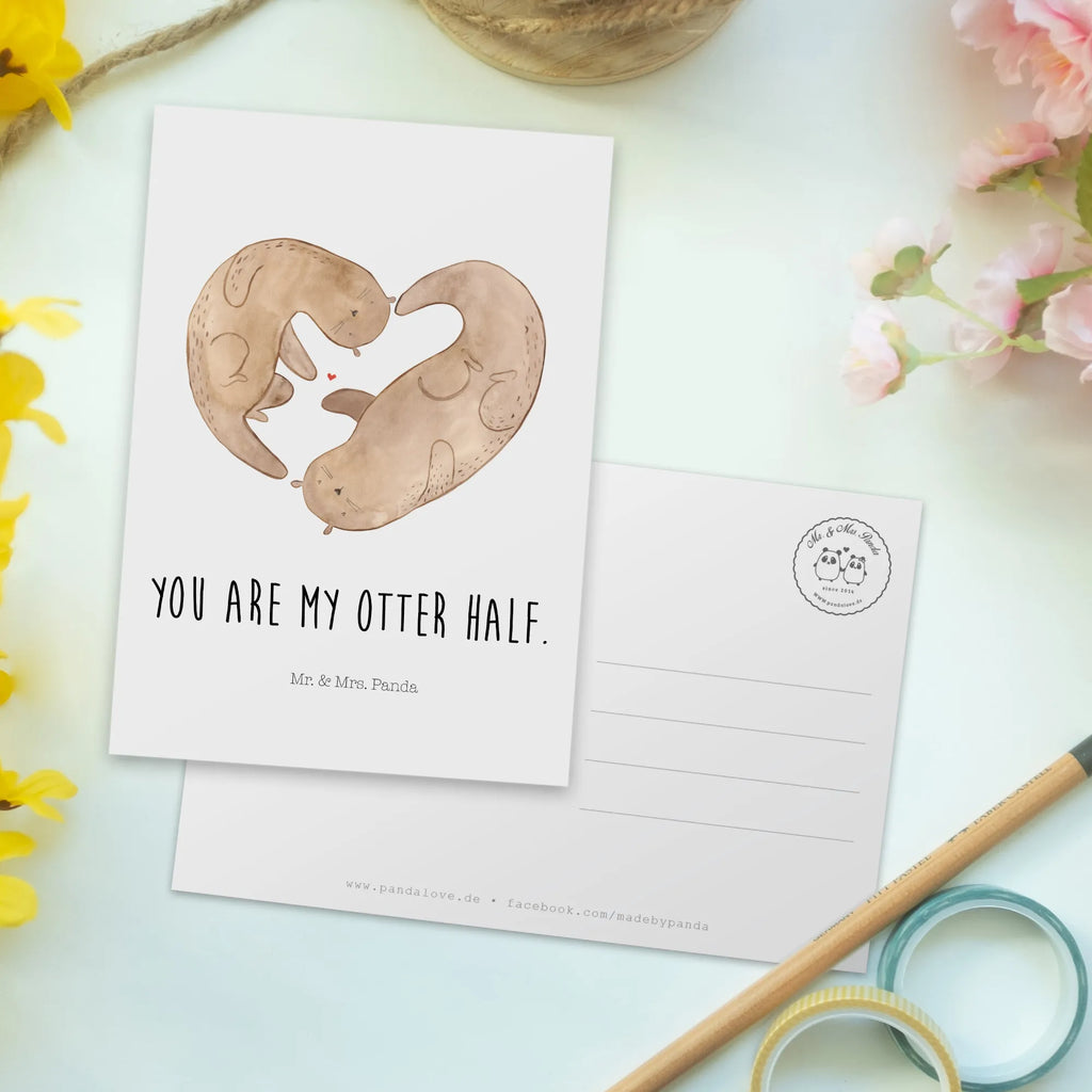 Pocztówka wydra serce Kuna, wydra, morska wydra