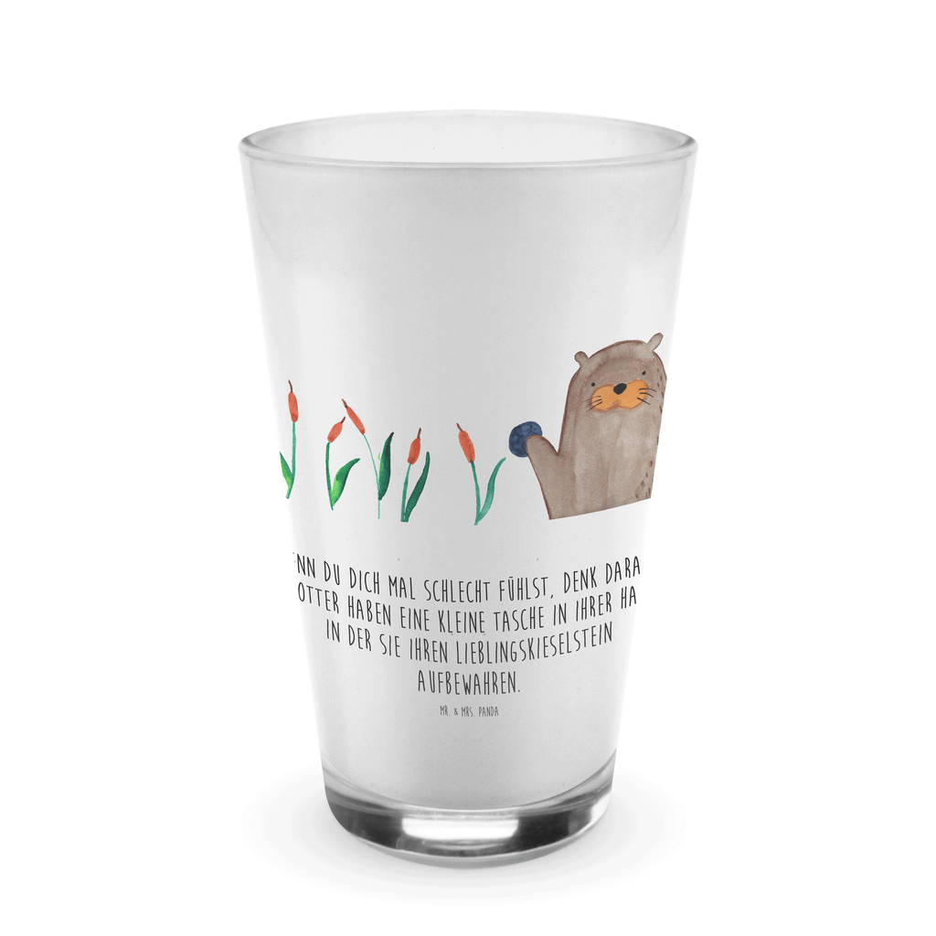 Glas Otter mit Stein Cappuccino Glas, Glas, Cappuccino Tasse, Latte Macchiato, Otter, Fischotter, Seeotter, Otter Seeotter See Otter