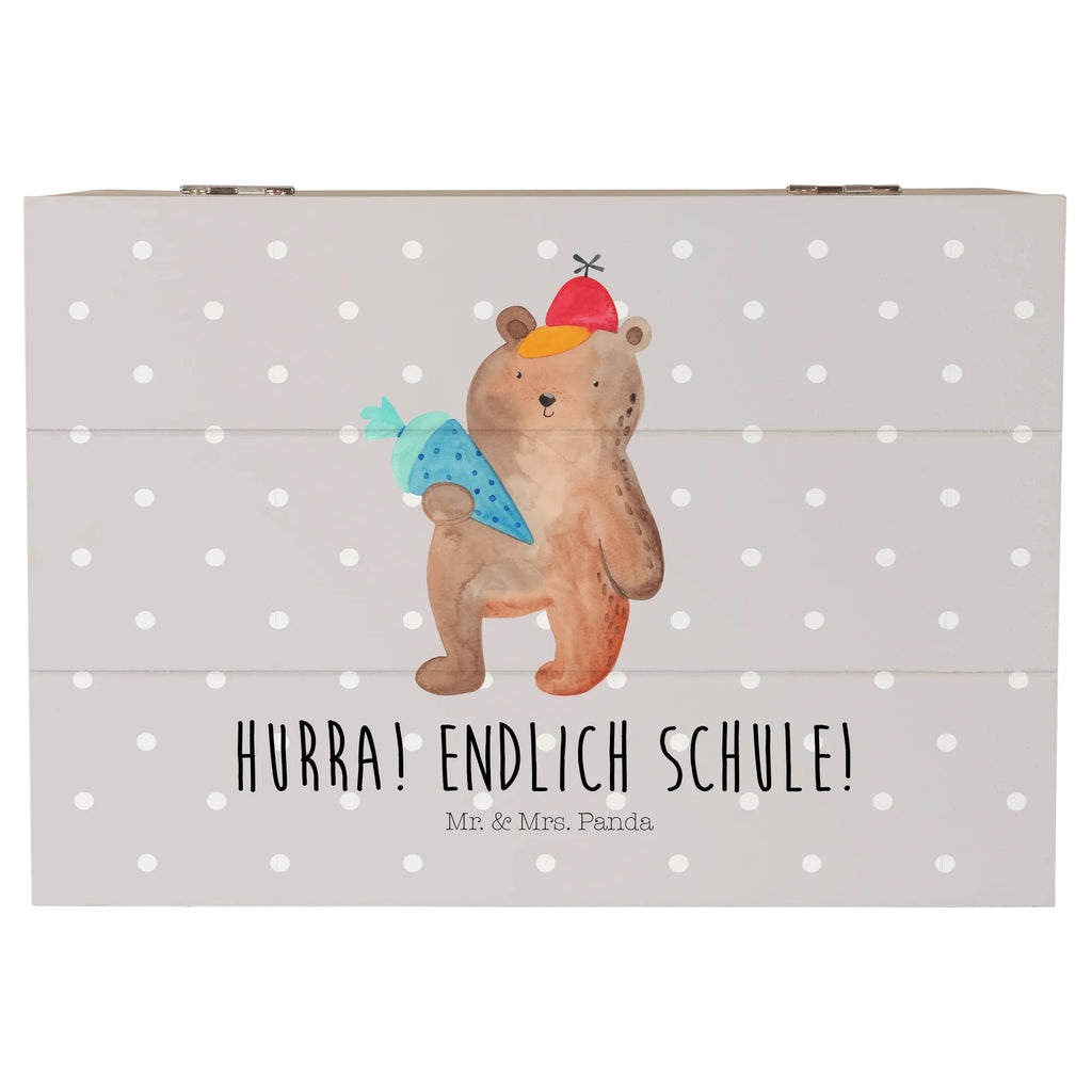 Holzkiste Bär mit Schultüte Aufbewahrungsbox, Geschenkdose, Holzkiste, XXL, Schatzkiste, Erinnerungsbox, Schatulle, Geschenkbox, Dekokiste, Truhe, Erinnerungskiste, Kiste, Bär, Teddy, Teddybär, Bär Motiv, Einschulung Geschenk, Schulanfang, Schule Geschenk, Schulbeginn, Erster Schultag Geschenk, Grundschule, Schultüte