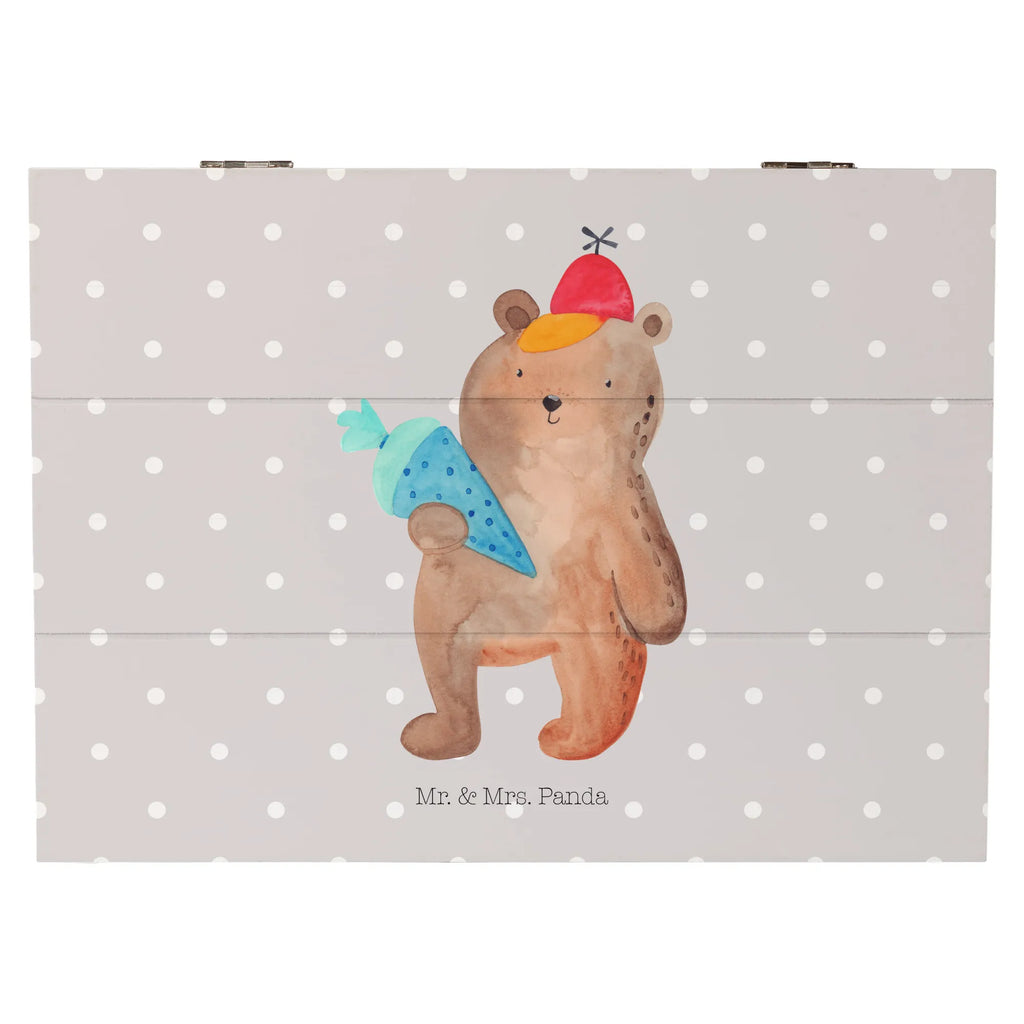 Holzkiste Bär mit Schultüte Aufbewahrungsbox, Geschenkdose, Holzkiste, XXL, Schatzkiste, Erinnerungsbox, Schatulle, Geschenkbox, Dekokiste, Truhe, Erinnerungskiste, Kiste, Bär, Teddy, Teddybär, Bär Motiv, Einschulung Geschenk, Schulanfang, Schule Geschenk, Schulbeginn, Erster Schultag Geschenk, Grundschule, Schultüte