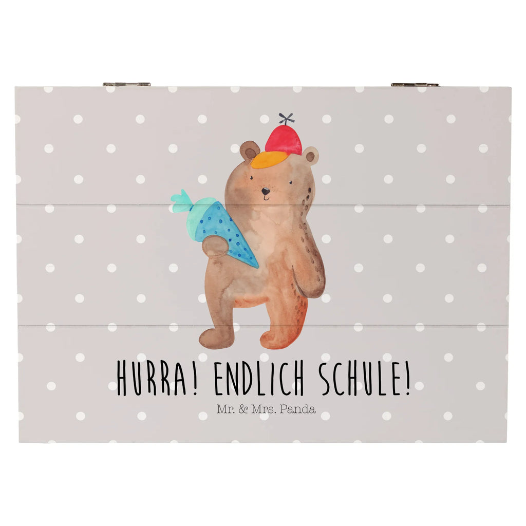 Holzkiste Bär mit Schultüte Aufbewahrungsbox, Geschenkdose, Holzkiste, XXL, Schatzkiste, Erinnerungsbox, Schatulle, Geschenkbox, Dekokiste, Truhe, Erinnerungskiste, Kiste, Bär, Teddy, Teddybär, Bär Motiv, Einschulung Geschenk, Schulanfang, Schule Geschenk, Schulbeginn, Erster Schultag Geschenk, Grundschule, Schultüte