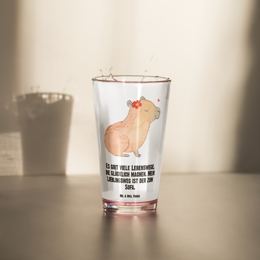 Premium Trinkglas Capybara Blume Trinkglas, Glas, Pint Glas, Bierglas, Cocktail Glas, Wasserglas, Tiermotive, Gute Laune, lustige Sprüche, Tiere, Capybara