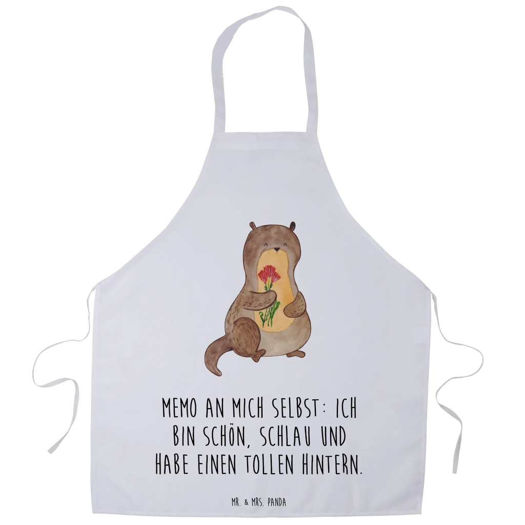 Apron otter Bunch of flowers cooking apron, baking apron, apron, baking, Cooking, kitchen apron, grill apron, otter, marten, sea otter, European otter, water mammal, aquatic animal, baby otter, predator, water, otter gifts, animal lover, gift ideas for animal lovers, animal, mammal, water animal, gifts for people in love, Otter Sea Otter Lake Otter