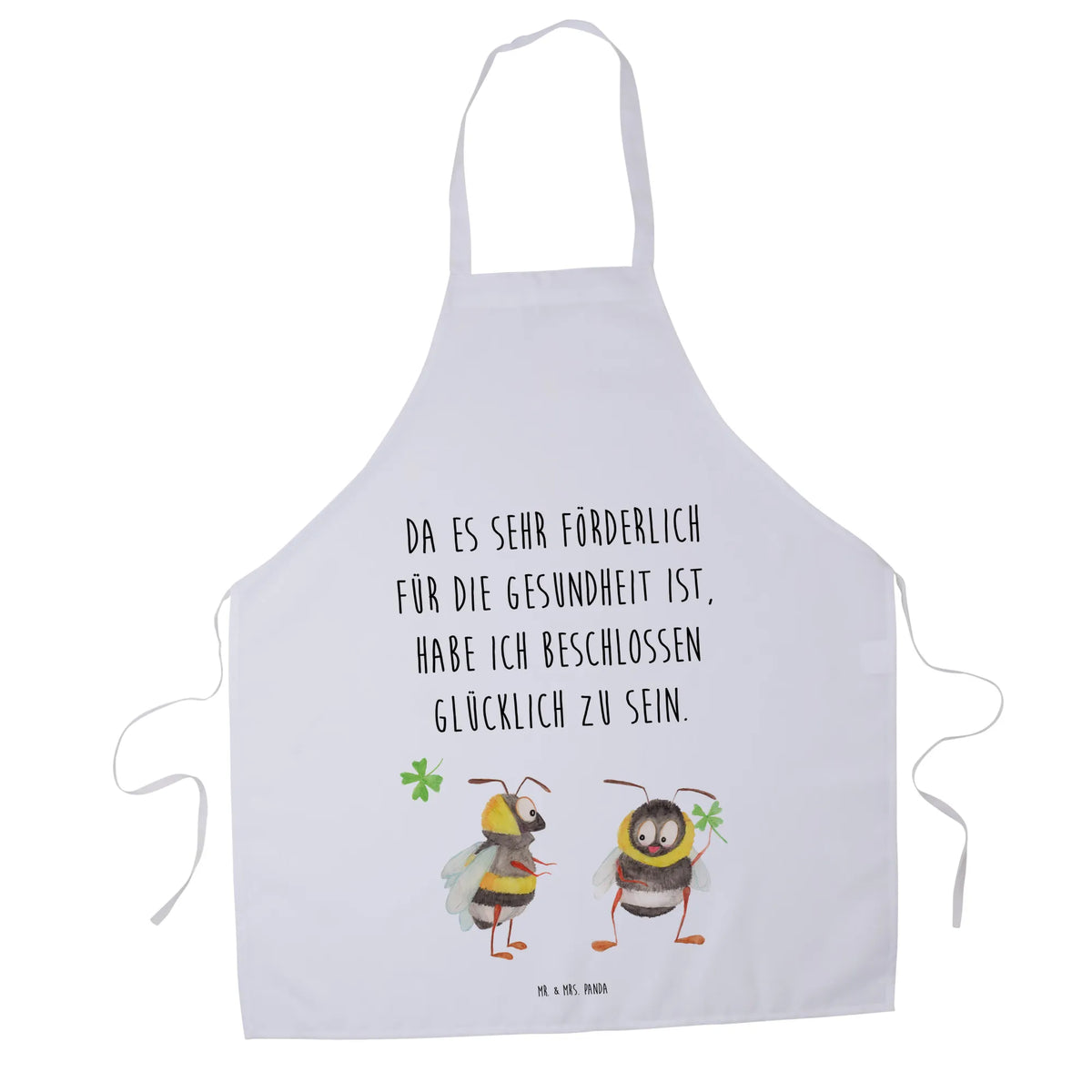 Apron bumblebees shamrock cute, card, small animals, cute animal motives, hand drawn, funny sayings, good mood, special gifts, animal lover, gift ideas, gifts, saying positive, bee decoration, saying beautiful, bumblebee, become happy, saying happy, be happy