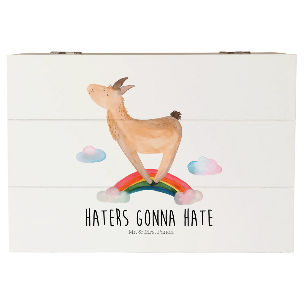 Holzkiste Lama Regenbogen Erinnerungskiste, Schatzkiste, Aufbewahrungsbox, Erinnerungsbox, Geschenkdose, Kiste, Geschenkbox, XXL, Schatulle, Holzkiste, Truhe, Dekokiste, Lama, Alpaka, Schule, Regenbogen, Hobby, Außenseiter, Freiheit, Lamas, Wolkenland, Selbstständig, Haters, Haters gonna hate, Abi