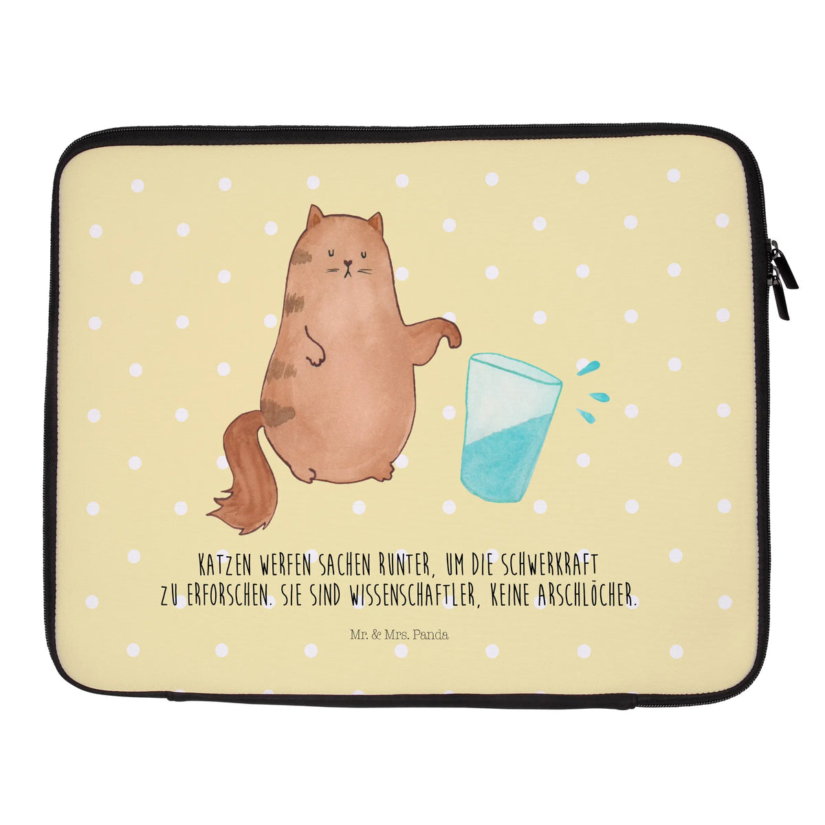 Torba na laptop kot szklanka wody