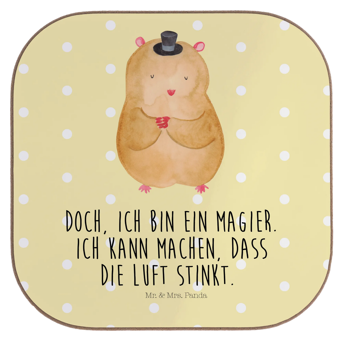 Square coaster hamster cap cute, cute animal motives, hand drawn, funny sayings, good mood, special gifts, gift ideas, animal lover, small animals, gifts, card, magician, top hat, wizard, hat, dwarf hamster