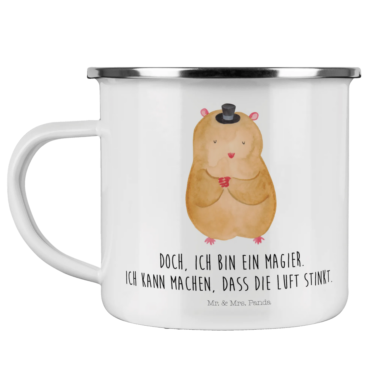 Camping Emaille Tasse Hamster Hut Motivtasse, Campingbecher, wandertasse, Haferl, Campingtasse, Reisebecher, wanderbecher, outdoortasse, metallbecher, Teetasse, reisetasse, blechbecher, becher emaille, Tasse Emaille, Blechtasse, Pott, emaillebecher, Emaille Tasse, Emailletasse, Teebecher, Outdoor Tasse, Emaille Becher, Outdoor Becher, Kaffeepott, Tiere, Tiermotive, Gute Laune, Lustige Sprüche, Magier, Zylinder, Hut, Zauberer, Hamster, Zwerghamster
