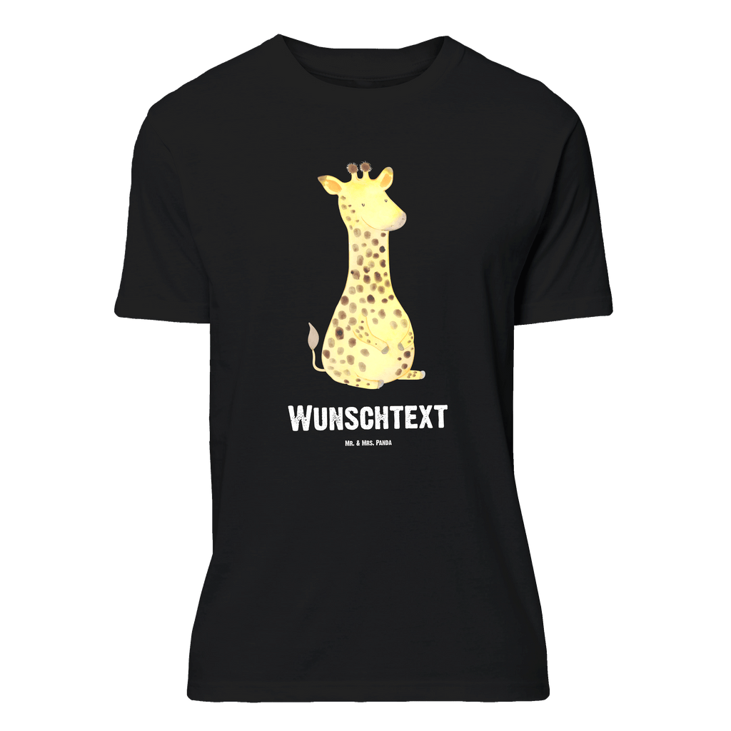 Personalisiertes T-Shirt Giraffe Zufrieden T-Shirt Personalisiert, T-Shirt mit Namen, T-Shirt mit Aufruck, Männer, Frauen, Wunschtext, Bedrucken, Afrika, Wildtiere, Giraffe, Zufrieden, Glück, Abenteuer
