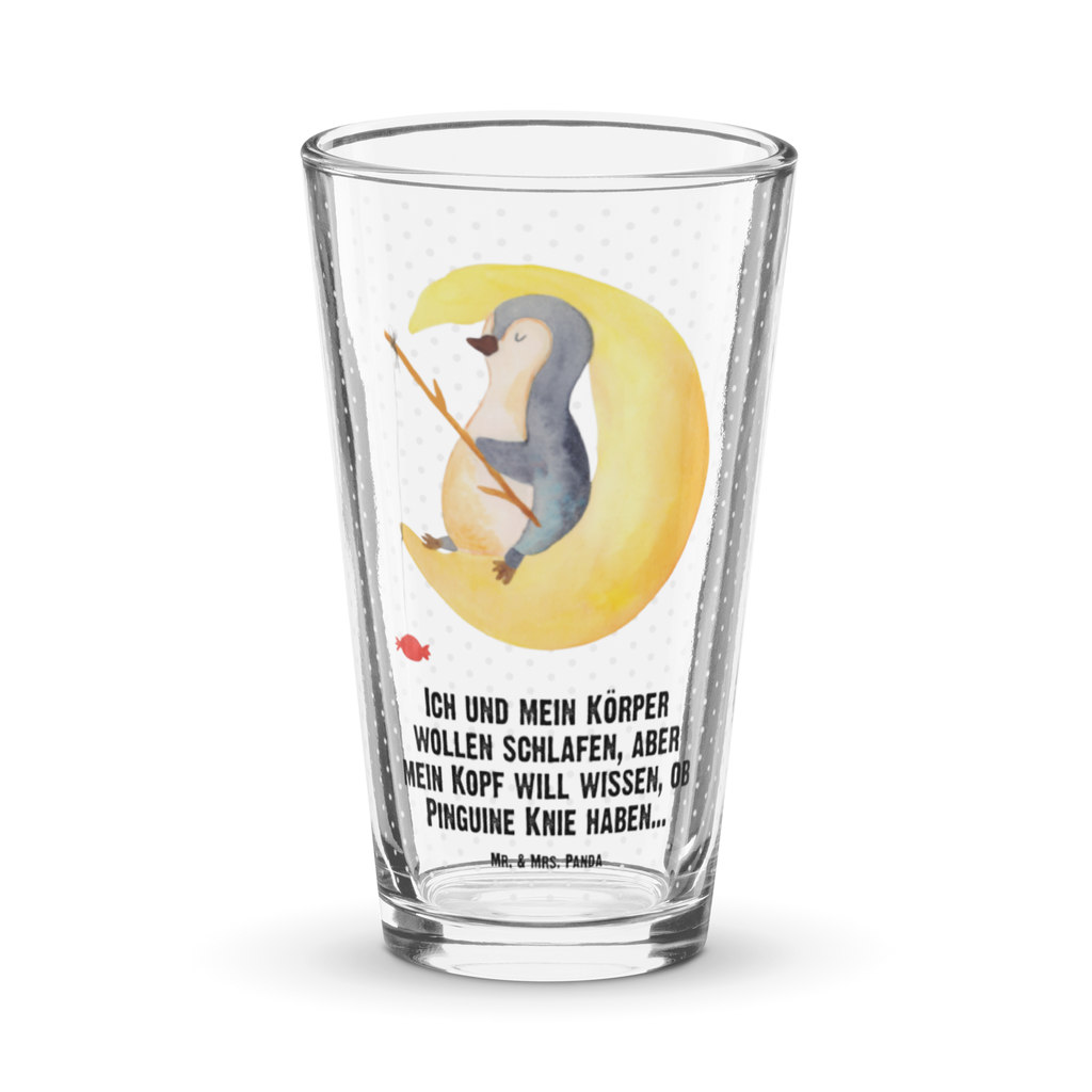 Premium Trinkglas Pinguin Mond Trinkglas, Glas, Pint Glas, Bierglas, Cocktail Glas, Wasserglas, Pinguin, Pinguine, Spruch, schlafen, Nachtruhe, Einschlafen, Schlafzimmer, Schlafstörungen, Gästezimmer