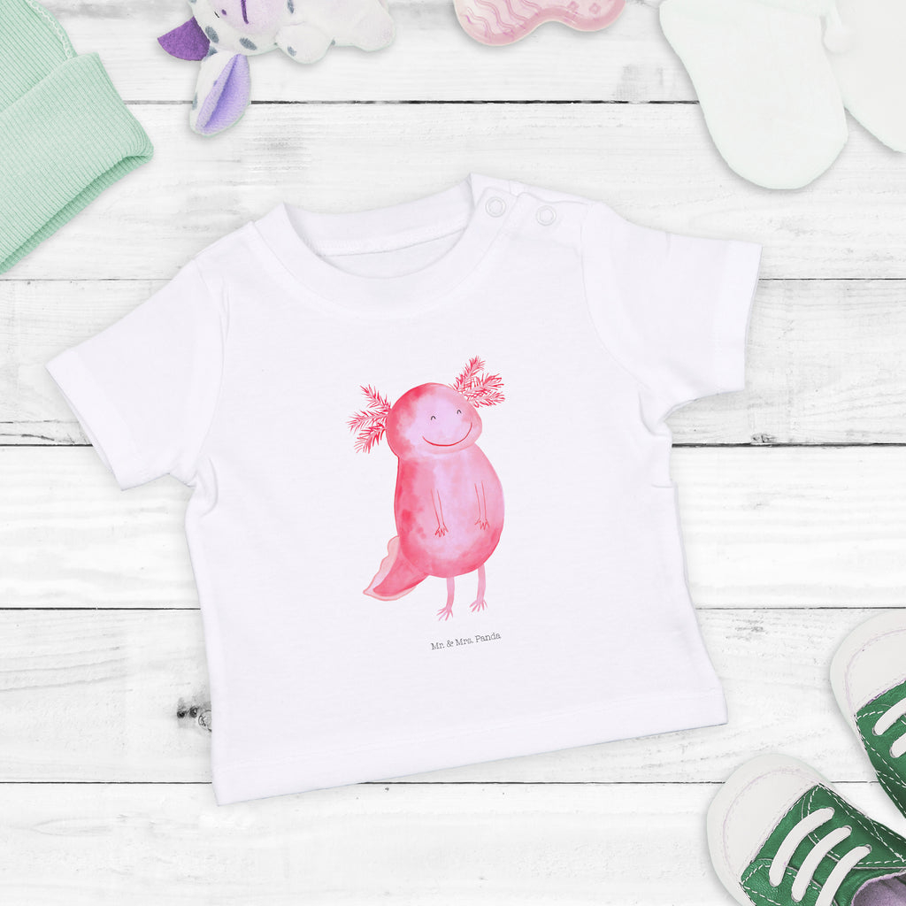 Organic Baby Shirt Axolotl Glücklich Baby T-Shirt, Jungen Baby T-Shirt, Mädchen Baby T-Shirt, Shirt, Axolotl, Molch, Axolot, Schwanzlurch, Lurch, Lurche, Motivation, gute Laune