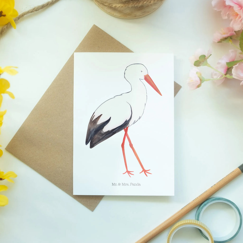 Greetings card Stork greeting card, folding card, wedding card, birthday card, invitation card, small animals, cute, funny, cute animal motives, hand drawn, small world, funny sayings, good mood, happy, gifts, gift ideas, special gifts, animal lover, card, stork, mothers, pregnancy, birth, baby bump, baby, pregnant, mother, becoming a mother