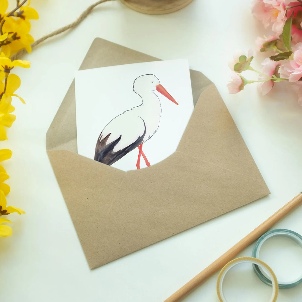 Greetings card Stork greeting card, folding card, wedding card, birthday card, invitation card, small animals, cute, funny, cute animal motives, hand drawn, small world, funny sayings, good mood, happy, gifts, gift ideas, special gifts, animal lover, card, stork, mothers, pregnancy, birth, baby bump, baby, pregnant, mother, becoming a mother