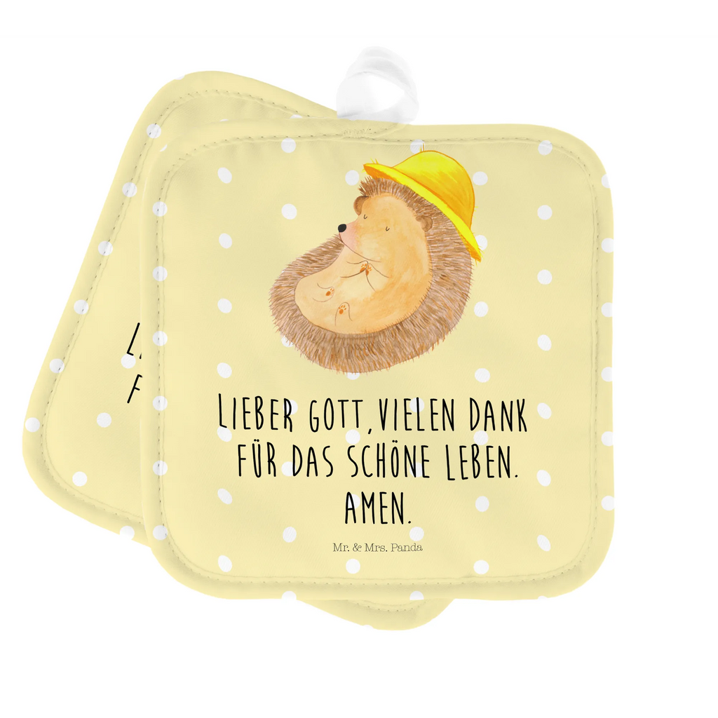 2er Set Topflappen  Igel Beten Topfuntersetzer, Topflappen 2er Set, Topfhandschuhe, Topflappenset, Topflappen Set, Topflappen, 2er Set Topflappen, topfhalter, Lustige Sprüche, Tiere, Tiermotive, Gute Laune, Dankbarkeit, Gott, Dankbar, Dankbar sein, Beten, Amen, Igel mit Hut, Igel, Sonnenhut, Leben, Genießen