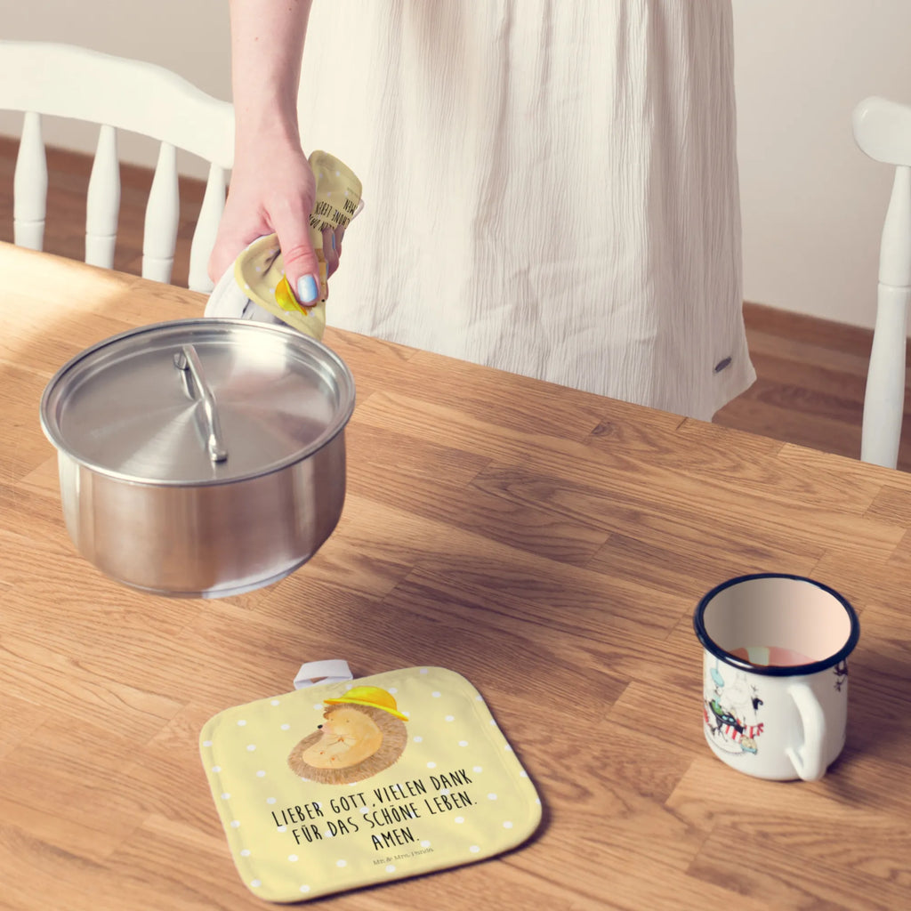 2er Set Topflappen  Igel Beten Topfuntersetzer, Topflappen 2er Set, Topfhandschuhe, Topflappenset, Topflappen Set, Topflappen, 2er Set Topflappen, topfhalter, Lustige Sprüche, Tiere, Tiermotive, Gute Laune, Dankbarkeit, Gott, Dankbar, Dankbar sein, Beten, Amen, Igel mit Hut, Igel, Sonnenhut, Leben, Genießen