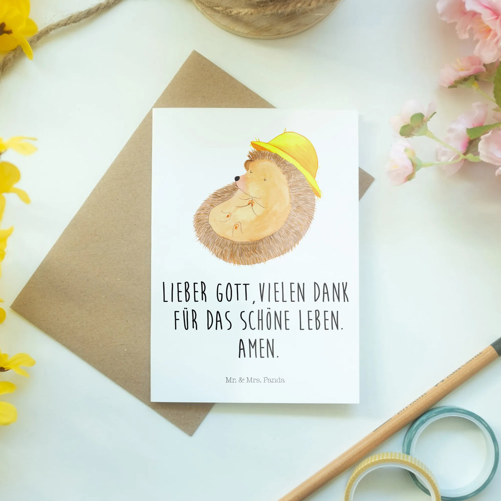 Grußkarte Igel Beten valentinstagskarte, glückwunschkarten, jubiläumskarte, Motivkarte, abiturkarte, Beileidskarte, kommunionskarte, Glückwunschkarte, babykarte, Grußkarte, osterkarte, Klappkarte, vatertagskarte, osterkarten, Grußkarten, weihnachtskarten, spruchkarte, dankeskarten, neujahrskarte, einladungskarten, hochzeitskarten, firmungskarte, genesungskarte, Lustige Sprüche, Tiere, Tiermotive, Gute Laune, Amen, Igel mit Hut, Dankbar sein, Beten, Sonnenhut, Dankbarkeit, Genießen, Igel, Leben, Dankbar, Gott