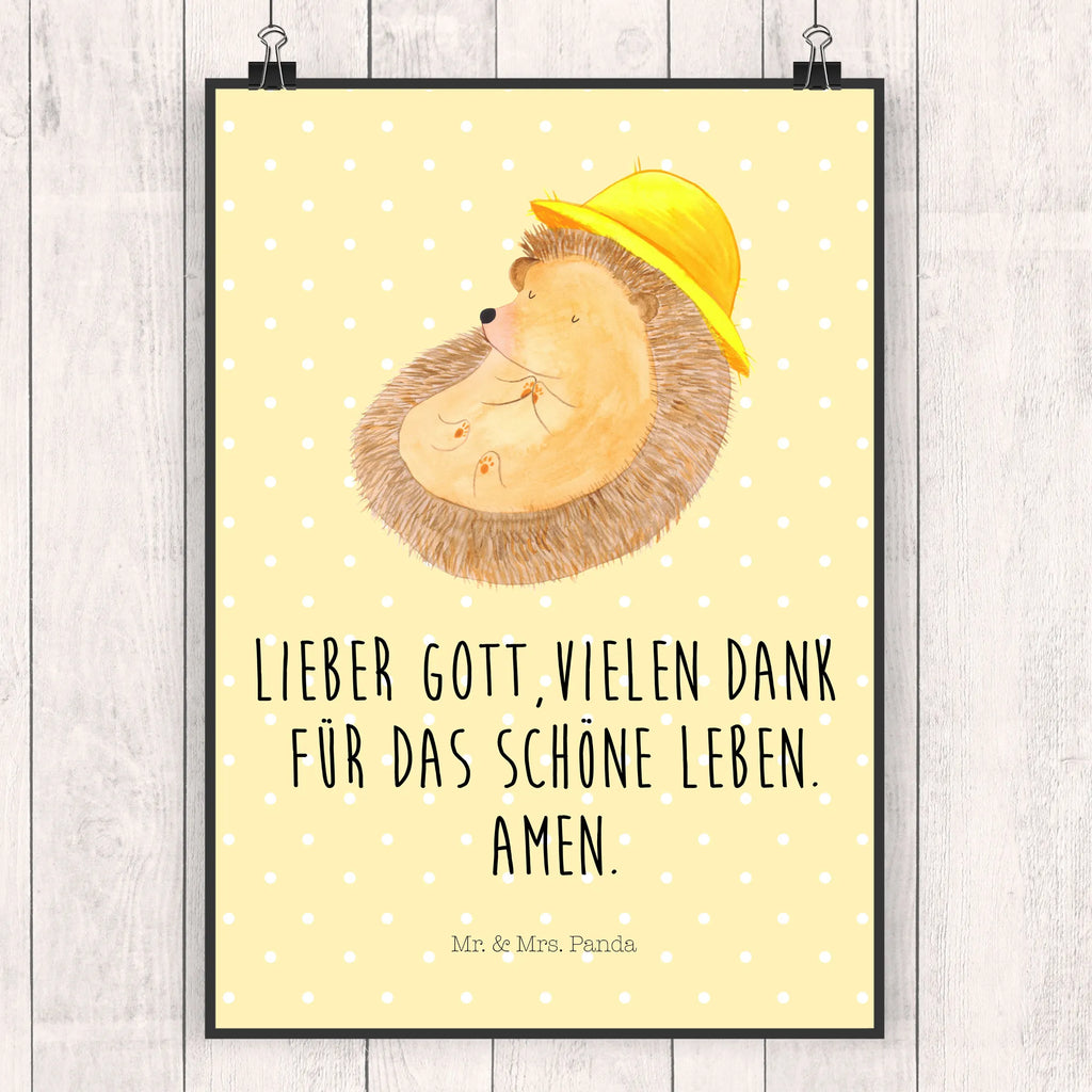 Poster Hedgehog Pray Mr. & Mrs. Panda Poster, Deko Bild, Wanddekoration, Wandposter, Deko Poster, drucke, wanddruck, kunstdruck poster, wandkunst, kunstposter, Wandbild, Panda Poster, Kunstdruck, Wandschmuck, Poster, typografie poster, Bild, Designposter, wanddeko, Wanddeko Bild, Plakat, Design Poster, grafikposter, Posterdruck, Lustige Sprüche, Tiere, Gute Laune, Tiermotive, Genießen, Leben, Igel, Igel mit Hut, Amen, Dankbarkeit, Sonnenhut, Dankbar, Gott, Beten, Dankbar sein