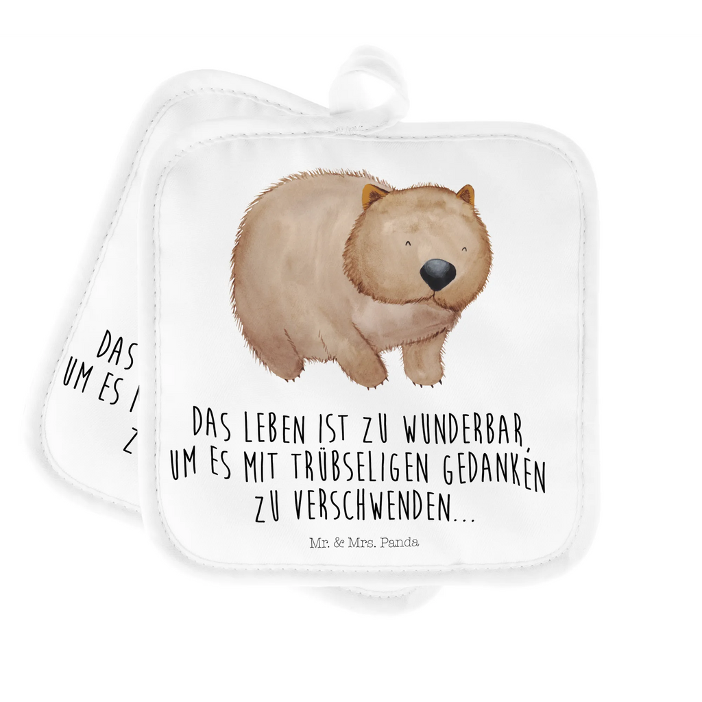 2-elementowy zestaw podkładek pod garnki Wombat Ofenhandschuh, Topflappen 2er Set, Topflappen, Topflappenset, Topfuntersetzer, Topflappen lustig, Topflappen mit Spruch, Topfhandschuh, Topfhandschuhe, Schöne Topflappen, Ofenhandschuhe, Topflappen Set, Tiermotive, Gute Laune, lustige Sprüche, Tiere, Wombat, Spruch, Australien, Motivation, Das Leben ist schön