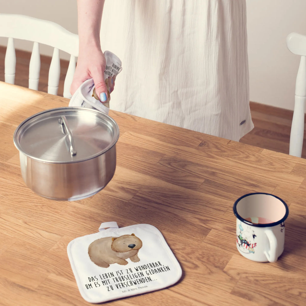 2-elementowy zestaw podkładek pod garnki Wombat Ofenhandschuh, Topflappen 2er Set, Topflappen, Topflappenset, Topfuntersetzer, Topflappen lustig, Topflappen mit Spruch, Topfhandschuh, Topfhandschuhe, Schöne Topflappen, Ofenhandschuhe, Topflappen Set, Tiermotive, Gute Laune, lustige Sprüche, Tiere, Wombat, Spruch, Australien, Motivation, Das Leben ist schön