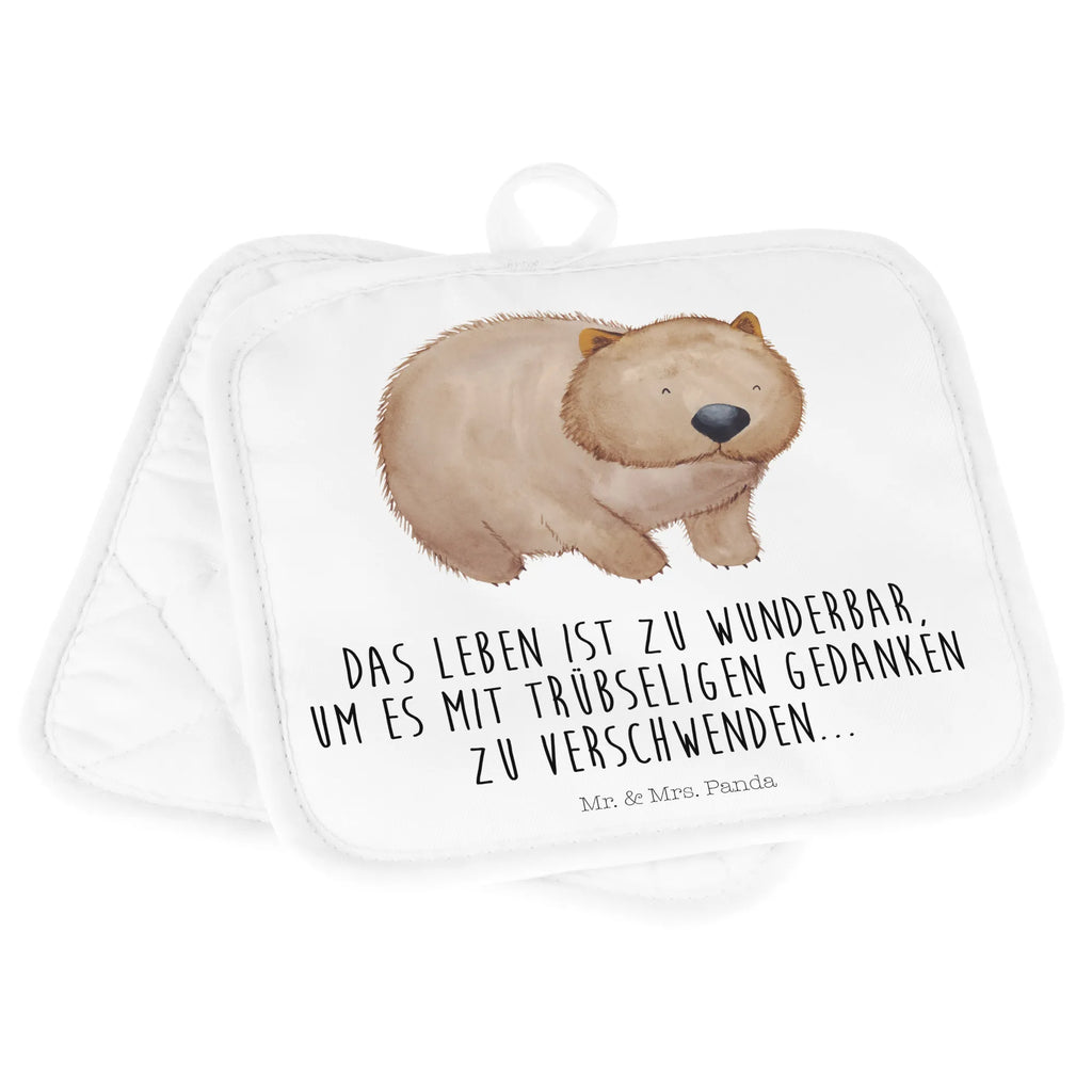 2-elementowy zestaw podkładek pod garnki Wombat Ofenhandschuh, Topflappen 2er Set, Topflappen, Topflappenset, Topfuntersetzer, Topflappen lustig, Topflappen mit Spruch, Topfhandschuh, Topfhandschuhe, Schöne Topflappen, Ofenhandschuhe, Topflappen Set, Tiermotive, Gute Laune, lustige Sprüche, Tiere, Wombat, Spruch, Australien, Motivation, Das Leben ist schön