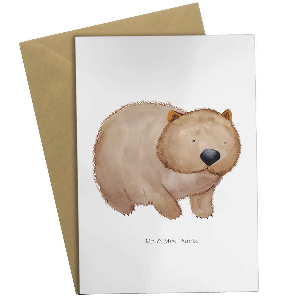 Greetings card Wombat Ansichtskarten, Hochzeitskarte, Geburtstagskarte, Klappkarte, Grußkarte, Karte, Einladungskarte, Glückwunschkarte, Tiermotive, Gute Laune, lustige Sprüche, Tiere, Spruch, Wombat, Australien, Das Leben ist schön, Motivation