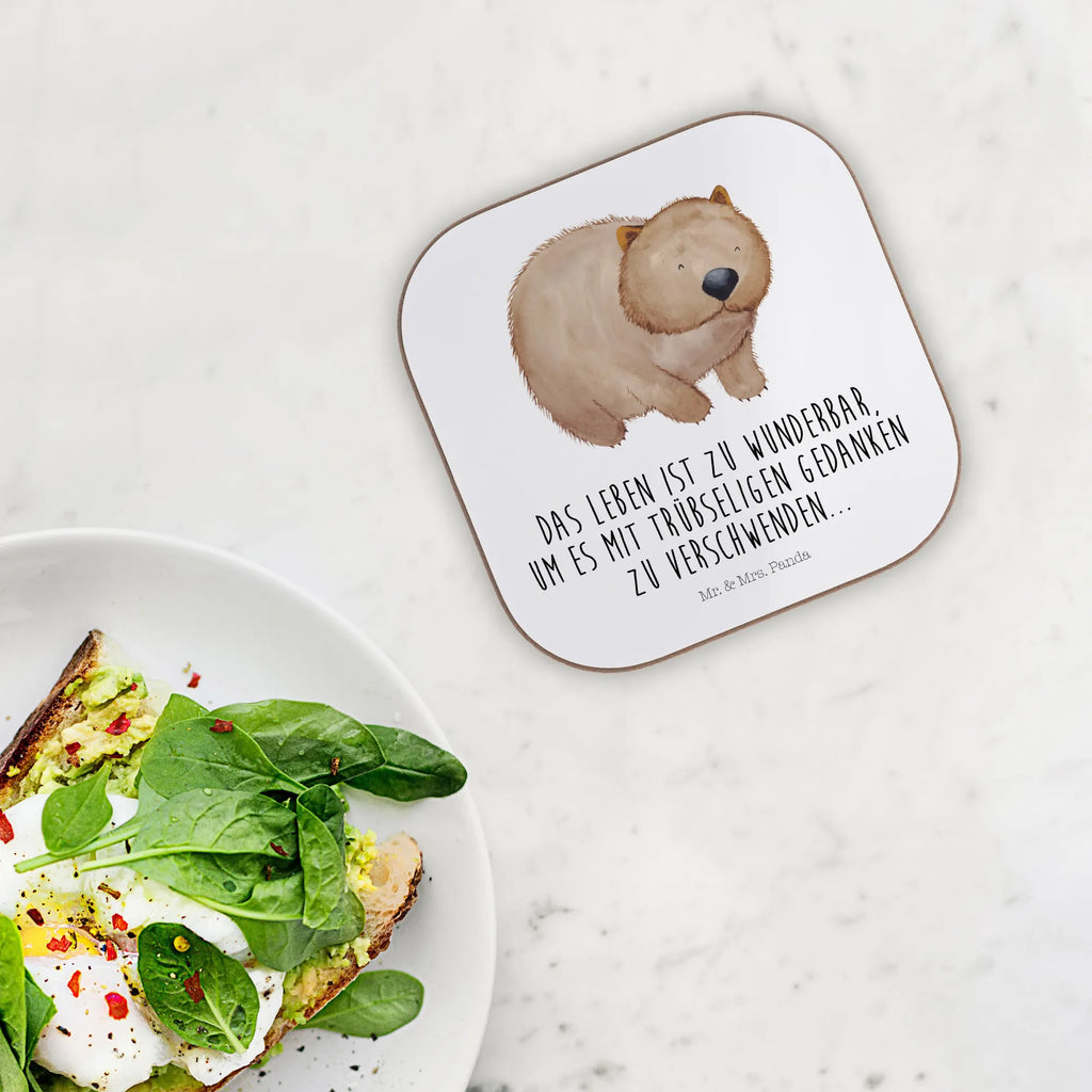 Square coaster Wombat Tassen Untersetzer, Untersetzer Gläser, Holzuntersetzer, Korkuntersetzer, Untersetzer für Gläser, Glasuntersetzer, Getränkeuntersetzer, Bierdeckel, Untersetzer Holz, Untersetzer Design, Untersetzer aus Holz, Untersetzer, Tiermotive, Gute Laune, lustige Sprüche, Tiere, Das Leben ist schön, Spruch, Australien, Motivation, Wombat